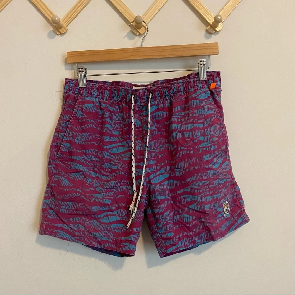Psycho Bunny Blue and Purple Swim Trunks size Small